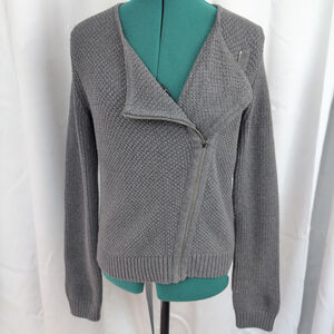 Gap Designed & Crafted Asymmetrical Moto Zip Up Grey Sweater M